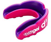 d3 Gebitsbeschermer Sport [dubbele laag gel maat voor volwassenen 12+] mondbescherming tanden voor contact sport boksen MMA kickboksen Muay Thai Rugby vechtsporten | Hygiënisch etui (roze/paars)