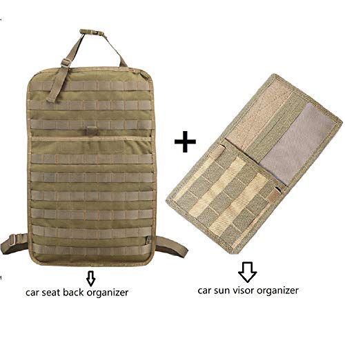Huenco Tactische Molle-autozonneklep met Molle-autostoel-organizer voor de achterzijde - 0735150911288