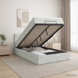 vidaXL Ottoman bed met matras Lichtgrijs 120 x 190 cm Fluweel