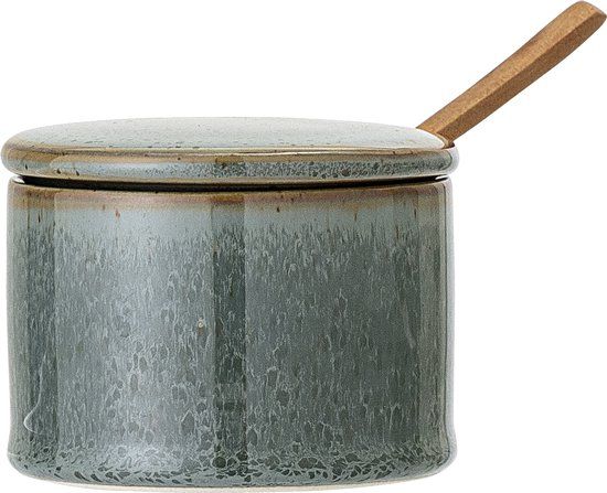 Bloomingville Pixiepot met deksel en lepel - Groen - Aardewerk