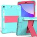 Case voor iPad 10.2 Inch 9e/8e/7e generatie 2021/2020/2019 met Drie-in-één ontwerp, schokbestendig Robuuste case met potloodhouder en standaard - Mint Green+Rose
