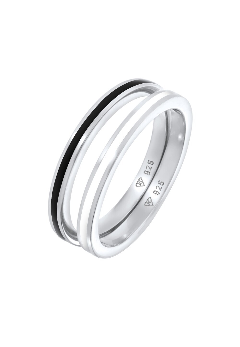 Elli Elli Elli Ring Dames Ring Set Basic Zwart met Email in 925 Sterling Zilver Ringen