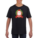 Bellatio Decorations Shoppartners Bv Kerst t-shirt voor kinderen met Kerstman print - zwart - 122/128