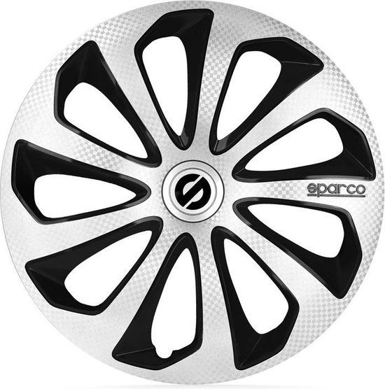 Sparco Wieldoppen Sicilia 15 Inch Zilver/Zwart/Carbon Set van 4