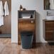 Hudson Reed WC-Ombouw 60cm met Open Plank Donker Eiken - Elements Grafiet Staand Toilet - Inbouw Reservoir met Chromen Spoelknop | Hoxton