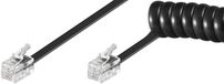 MicroConnect RJ10-RJ10 Telefoon Kabel - 2m - Zwart