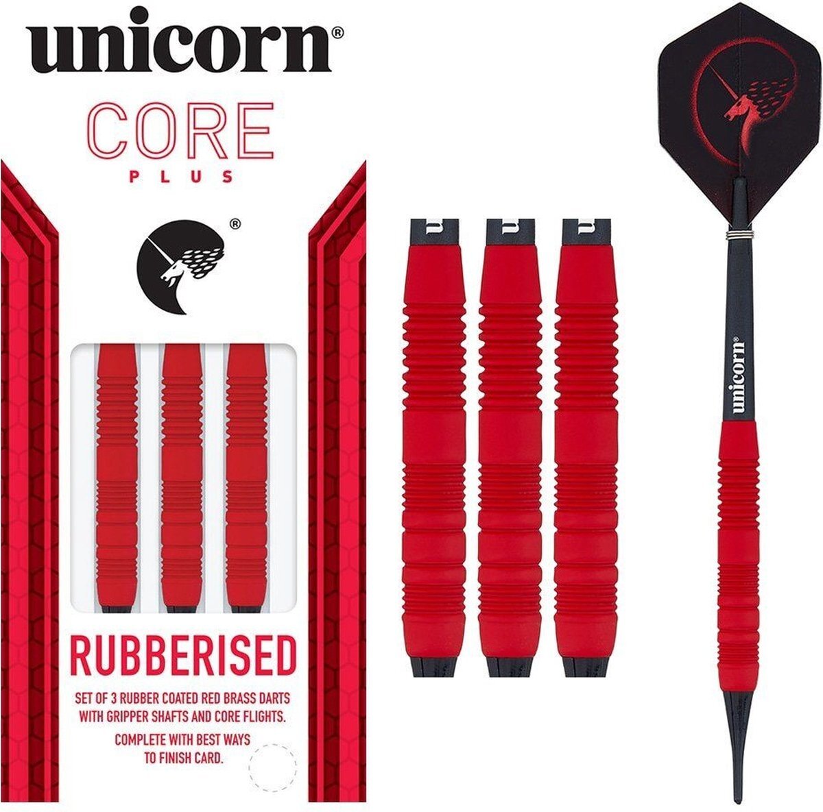 Unicorn Core Plus Rubberised Red Soft Tip - Dartpijlen