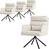 ml-design Eetkamerstoel set van 4 beige draaibaar gestoffeerd tot 120 kg