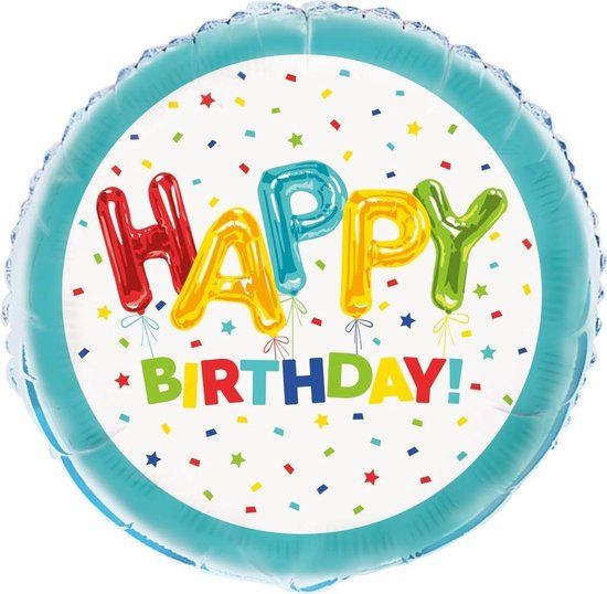 Folie Ballon Happy Birthday Blauw 45cm - Verjaardag