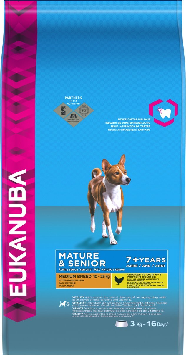 EUKANUBA Dog Mature & Senior - Medium Breed - Kip - Hondenvoer - 3 kg