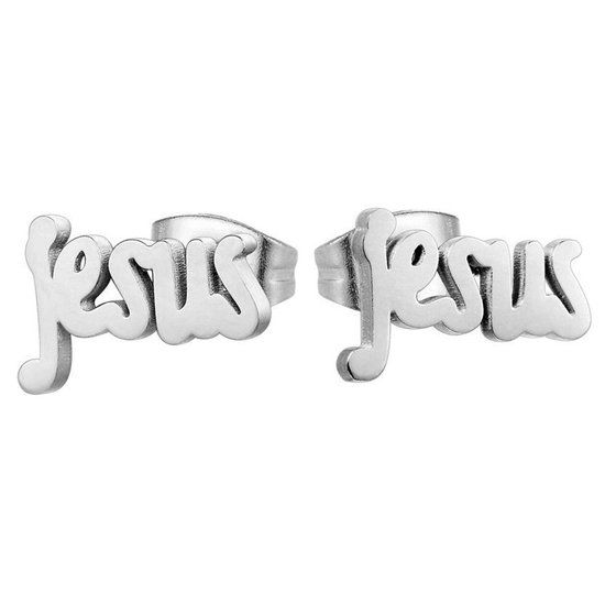 Fako Bijoux® - Oorknopjes - Jesus - Zilverkleurig - RVS - 6mm