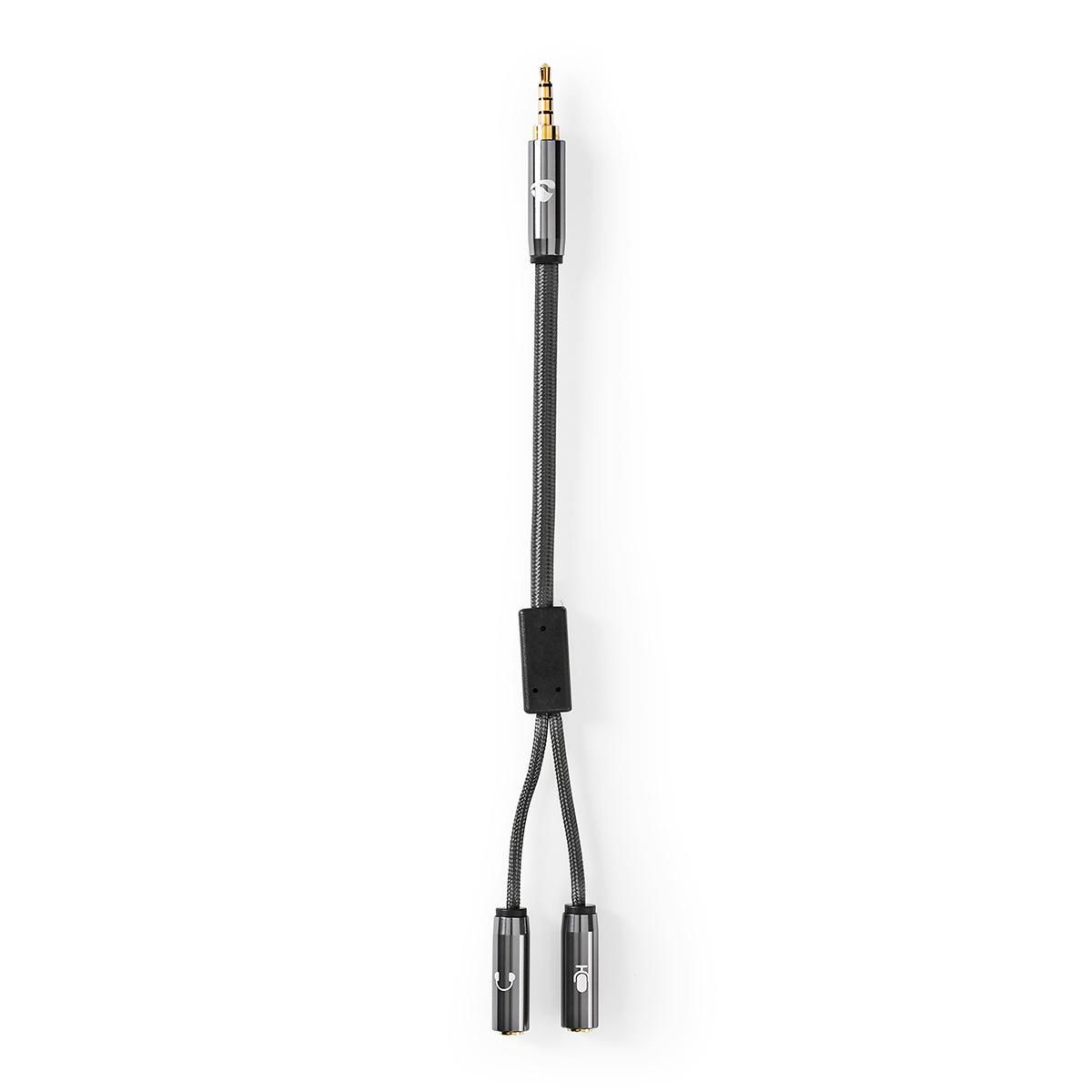 Nedis 3.5mm Male to 2x 3.5mm Female Audio Cable - 0.2m - Grey