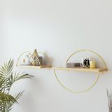 Hanah Home Wandplank (2 stuks) - Goud & Eiken - 30 x 45 x 15 cm