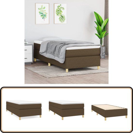 vidaXL Boxspring met matras stof donkerbruin 90x200 cm
