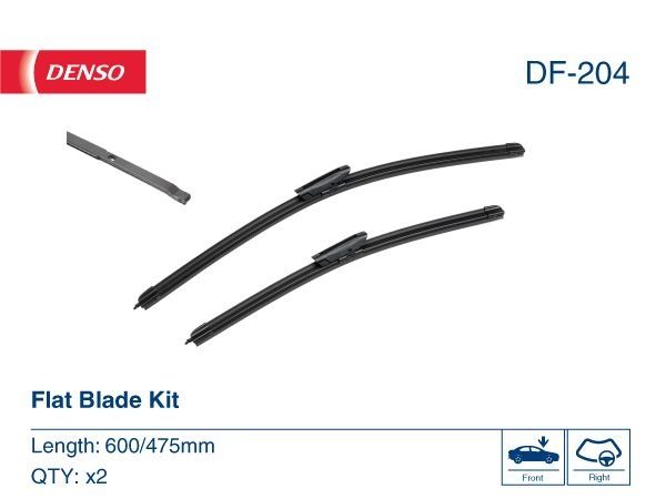 DENSO platte ruitenwisserset DF-204 (600/475mm, rechtsgestuurd)