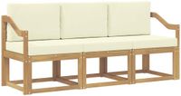 vidaXL Acacia Hout Wit en Crème Bank Loungeset 4 Zitplekken Zonder Kussens