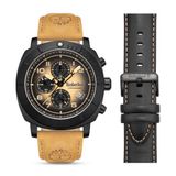 Timberland ILG of Switzerland AG Chronograaf Pyppervile Heren Polshorloge - Zwart Stalen Kast, Bruine Leren Band, Quartz Uurwerk, 5 ATM Waterdicht