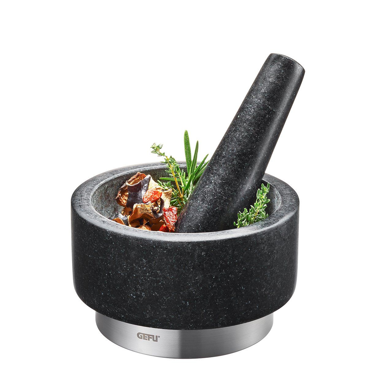 Gefu 35300 Vijzel & Stamper - Zwart/Roestvrijstaal - Ø 14 cm