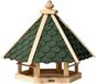 dobar 98521FSCe Groot vogelvoederhuis, 6-hoekig, vogelhuis met bitumen dakshingles, massief houten vogelvoederstation, traditioneel vogelhuis, 45 x 51 x 41 cm, groen