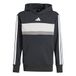 adidas uniseks-kind Seasonal Essentials Tiberio 3 Stripes Fleece Hoodie Sweatshirt, black/white/grey two, 7-8 Years