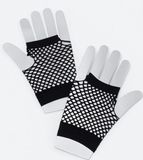 Merkloos Carnaval verkleed korte visnet handschoenen - zwart - voor volwassenen