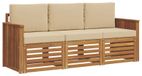 vidaXL - Canapé - 3 - places - Naturel - et - Beige - Bois - d'acacia - massif