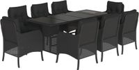vidaXL 9-delige Tuinset met kussens - Poly Rattan - Zwart
