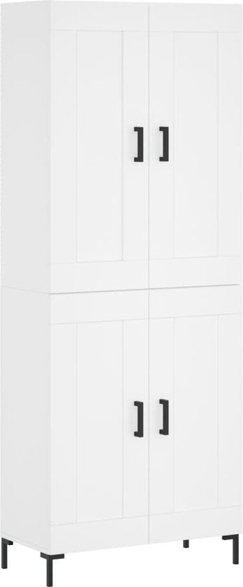 vidaXL Hoge kast bewerkt hout wit 69,5x34x180 cm