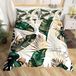Ensemble de literie avec motif de feuilles tropicales - pour un lit simple, incluant une taie d'oreiller