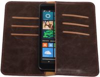 Best Cases Mocca Pull-up Large Pu portemonnee wallet voor Microsoft Lumia 650