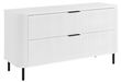 3xE living Meuble de salle de bain Autoportant sous lavabo 120 cm, 2 tiroirs, Blanc/Poignée Noir, Pieds noirs