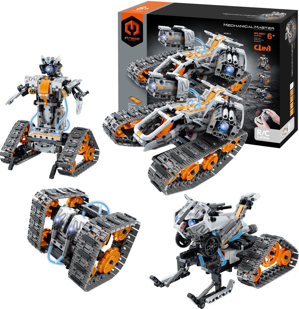 Gear2Play iM.Master 4 in 1 R/C Robotmodellen - Robot/Tank/Auto/Motor Constructiespeelset - Op afstand bestuurbaar - App programmeerbaar