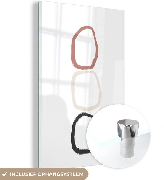 MuchoWow® Glass Painting 80x120 cm - Acrylic Glass Painting - Minimalism - Geometric Shapes - Pastel - Photo on Glass - Paintings
