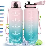 Drinkfles, HoneyHolly Drinkfles, 1,5 l, motiverende sportfles, BPA-vrij, waterfles voor sport, fitness, yoga, school, kantoor