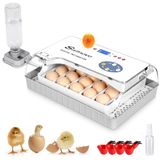 Sailnovo 20 broedautomaten voor kippen, andere vogels + 20 eieren + broedmachine volautomatisch + temperatuurcontrole + vochtweergave + externe watertoevoer - wit