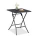 Relaxdays Inklapbare tuintafel, HBD: 73 x 62 x 62 cm, balkontafel met houtlook, kunststof, buitentafel, zwart