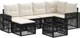vidaXL Banc de jardin - Ensemble - 7 pièces - Noir et crème - Polywood