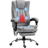Pangivo Fauteuil de bureau massant chauffant avec repose-pied inclinable revêtement synthétique gris