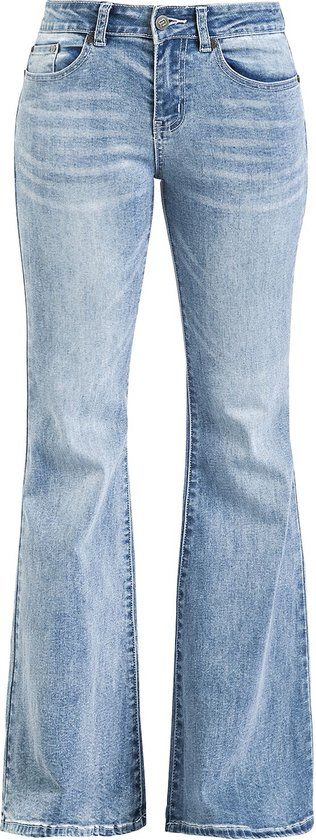 R.E.D. by EMP Dames Lichtblauwe bootcut jeans met uitlopende en lichte wash - W32L34