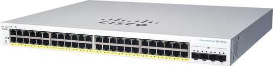 Cisco CBS220-48P-4G-EU - Netwerkswitch - Managed - PoE+ - 48x Gigabit Ethernet Poorten - 382W PoE Budget - Wit