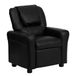 Flash Furniture Chaise longue moderne pour enfants avec porte-gobelet et appuie-tête, cuir, noir