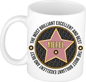 Bellatio Decorations Naam mok Merel - wit - Most Brilliant - keramiek - 300 ml - collega beker - cadeau