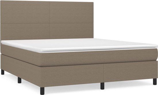 vidaXL Boxspring met matras stof taupe 180x200 cm