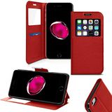 Coque Apple Coque Protection Porte Carte pour iPhone 7 Plus/8 Plus, Rouge