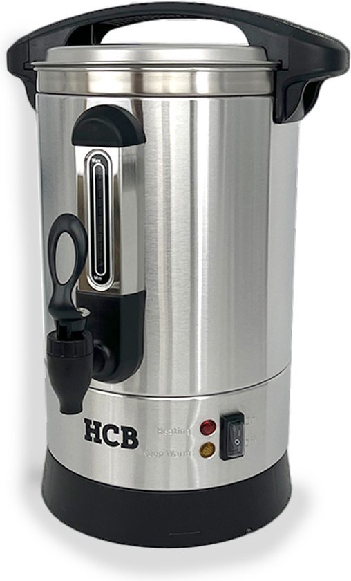 HCB® - Professionele Horeca Percolator - 5,3 liter - 35 kopjes - 230V - RVS / INOX - Elektrisch koffiezetapparaat - Volautomatische koffiemachine - 30x30x43 cm (BxDxH) - 2.40 kg - 1345