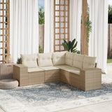 Maison Exclusive - Ensemble de meubles de jardin 5 pièces avec canapé et coussins, beige, en polyrotin