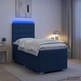 vidaXL LED Boxspringbed met Matras Blauw 100 x 200 cm Stof
