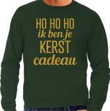 Bellatio Decorations Foute kersttrui/sweater pour hommes - Hohoho cadeau de Noël - vert - paillettes or S