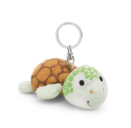 63060 Sleutelhanger schildpad, 10 cm, groen, trouwe pluchen metgezel voor rugzak of tas, sleutelhouder voor klein en groot