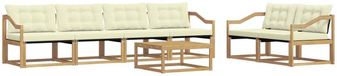 vidaXL - Salon d'angle - 6 places assises - Blanc et crème - Acacia bois